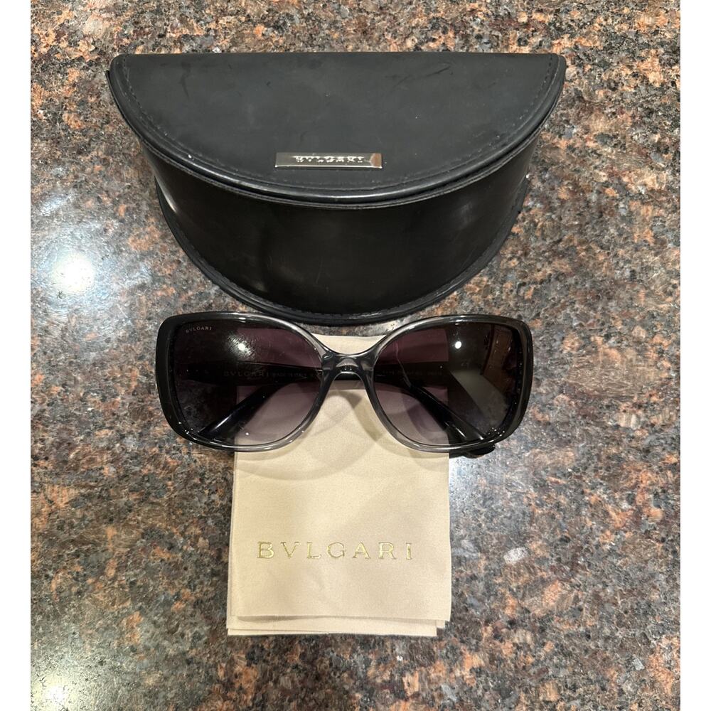 Bvlgari BV8113-B 997/8G Cat Eye Sunglasses Black Gold Swarovski Crystals w/ Case